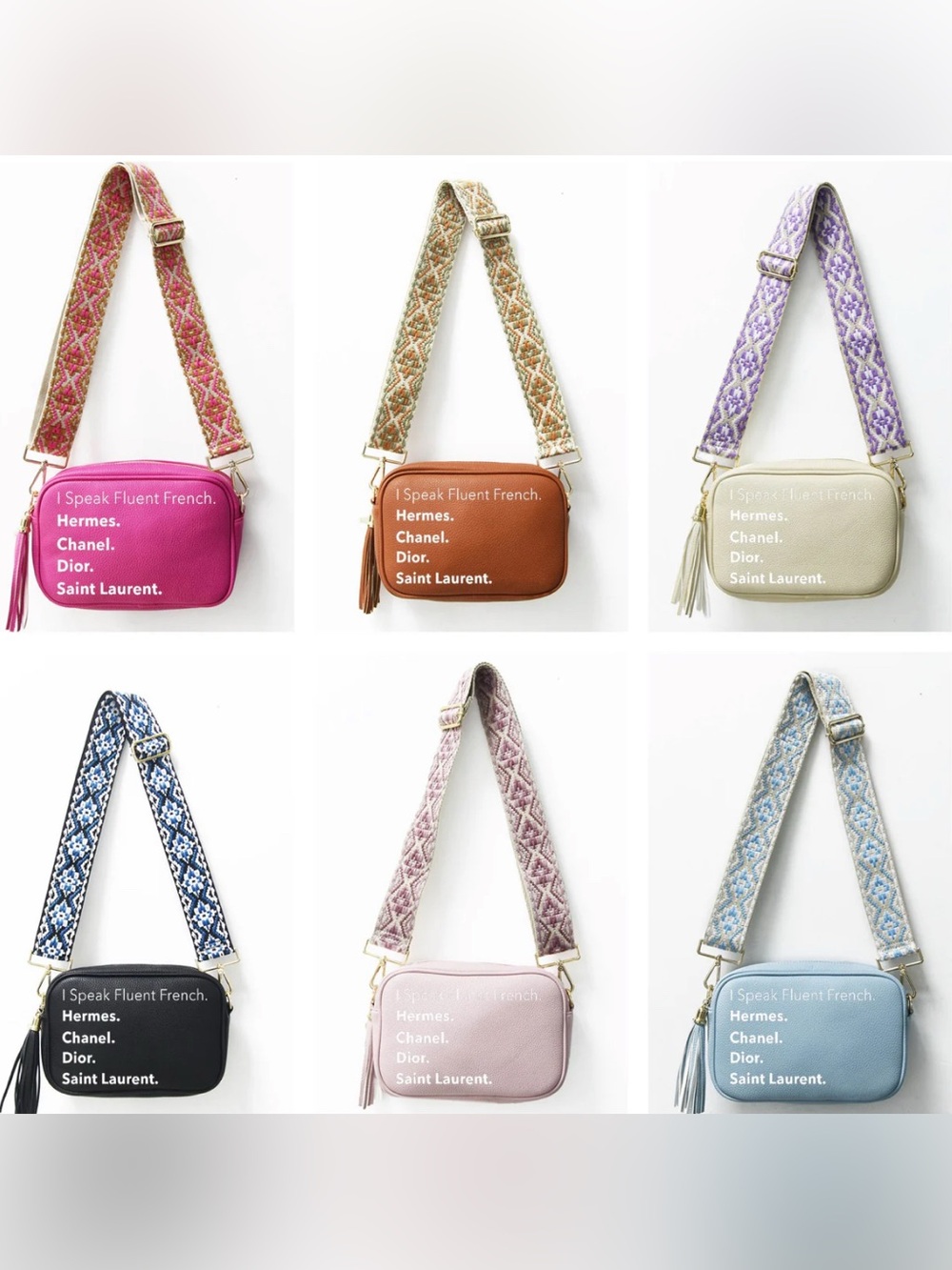 NWT I Speak French Vegan Leather Crossbody Bag